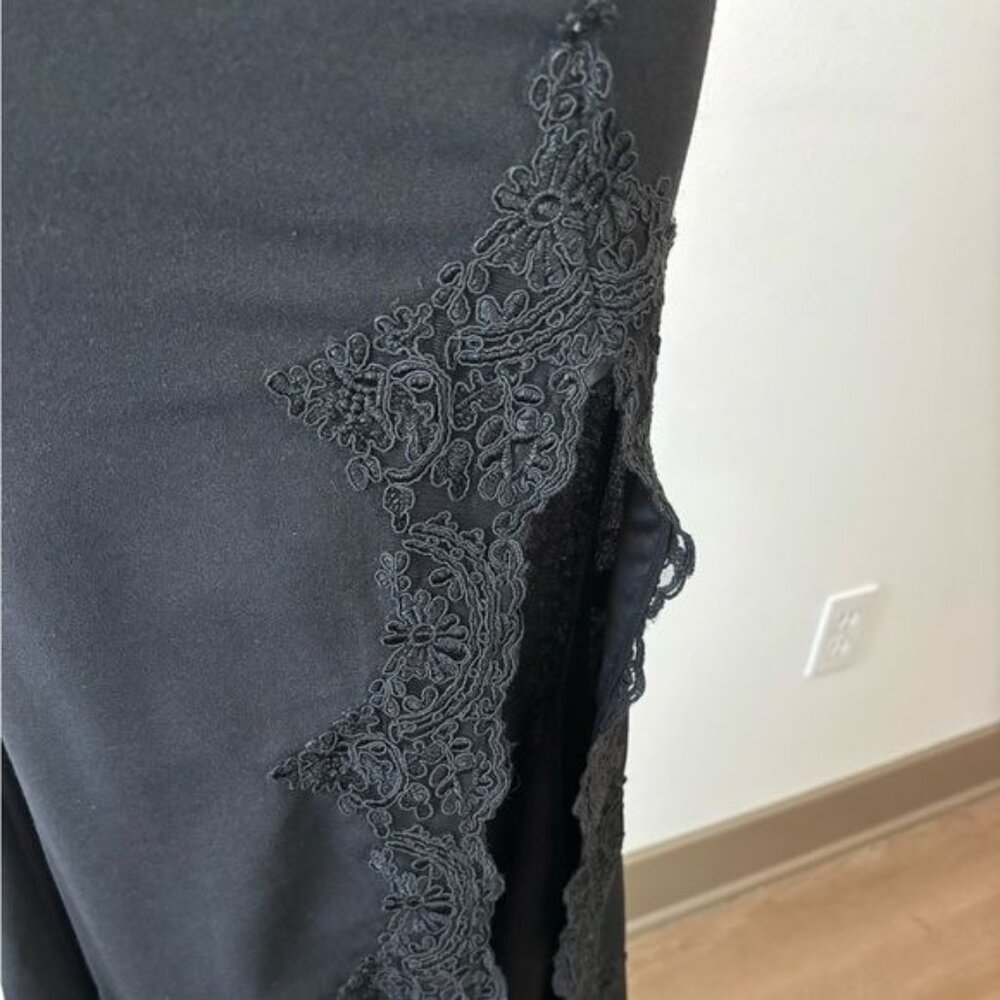 Strapless Gown Medium Lace Slit Flare Old Hollywood Glam Gothic Dark Feminine - Picture 6 of 12